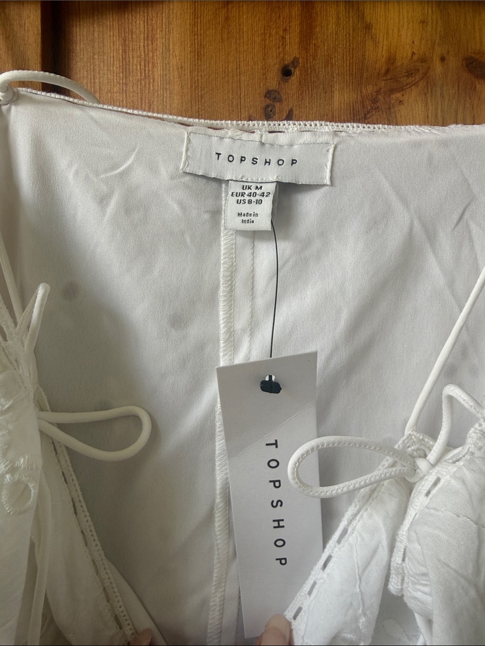 Topshop eyelet trapeze midi dress in white - Picture 6 of 7